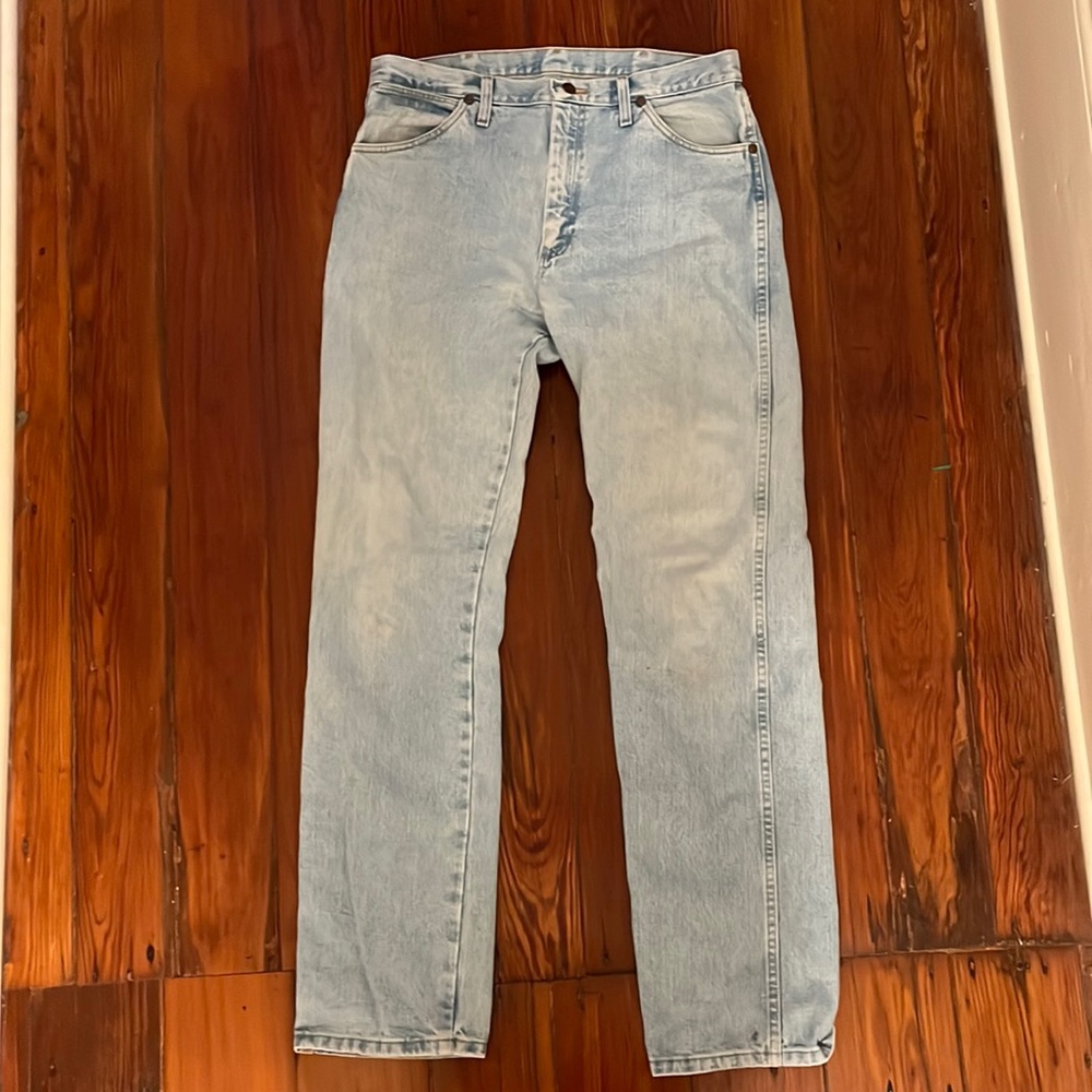 Mens 34x34 Wrangler Cowboy Cut Bleach Jeans